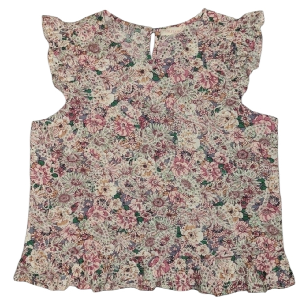 Solitaire Embroidered Eyelet Blouse Size Large Floral Cottagecore Prarie Flower